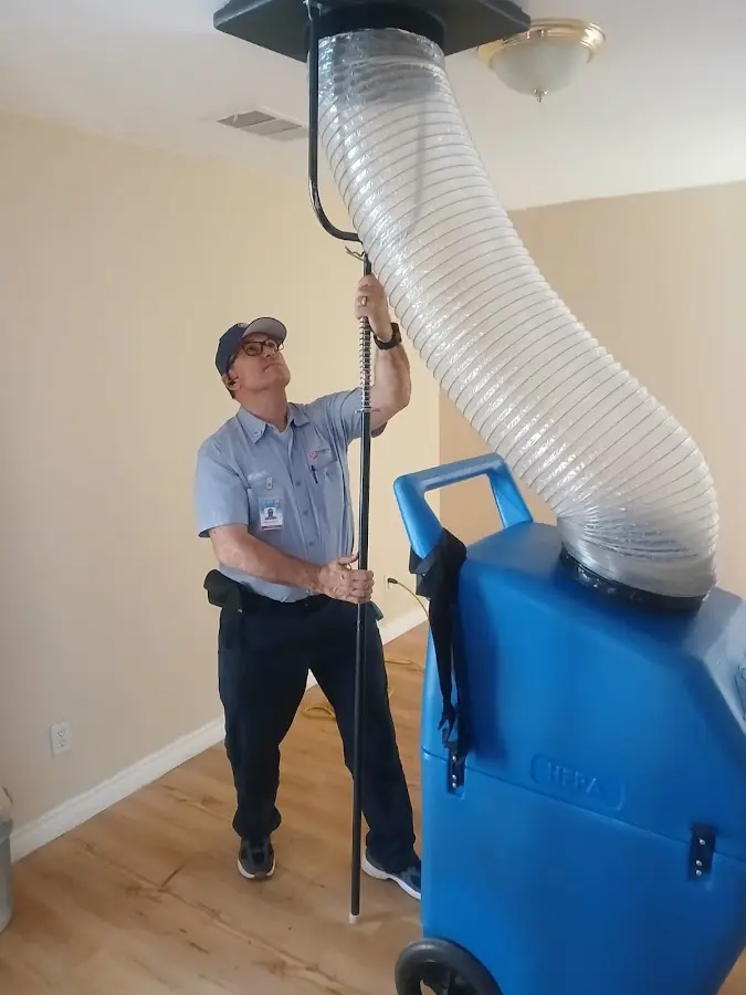 Mini Split Installation technician using HEPA equipment in Redwood City